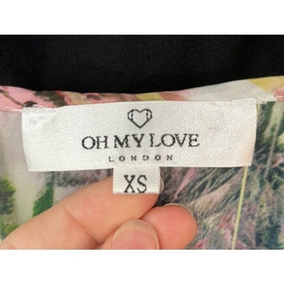 Oh My Love London Neon Green Playsuit Romper Women's Size XS Neon Palm Trees - Picture 3 of 7